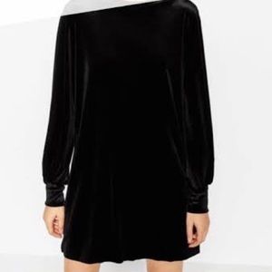 Zara Black Velvet Mini Dress D23